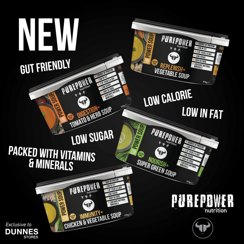 The PUREPOWER Nutrition Power Soup range, exclusive to Dunnes Stores